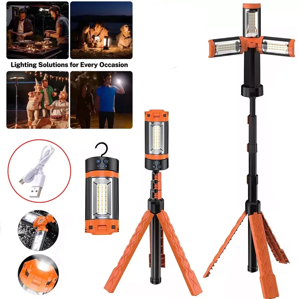 2200 Lumens Camping Light with Adjustable Tripod 1.75 to 6.5 Ft Cordless Dimmable Outdoor