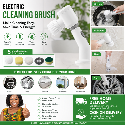 🧽⚡ 5-in-1 Electric Spin Scrubber – Cordless Rechargeable Cleaning Brush for Kitchen, Bathroom, Floors, Windows & Car