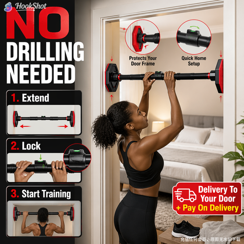 💪🏠 Adjustable No-Drill Door Pull-Up Bar – Easy Installation, Strong Support, Home Gym for Pull-Ups, Abs & Full Body Workout