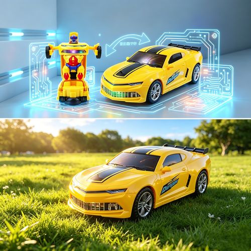 High quality transforming toy car 🚗🤖 equipped with LED lights💡, sound effects🔊 and automatic dual shape conversion function