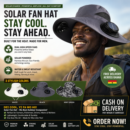 ☀️ Solar Dual Fan Wide Brim Hat | Solar Self-Charging, Super Strong Wind, Waterproof Sweatproof, Three Colours White Black Camo Green, One Size To Beat Extreme Heat