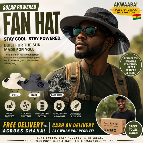 ☀️ Solar Dual Fan Wide Brim Hat | Solar Self-Charging, Super Strong Wind, Waterproof Sweatproof, Three Colours White Black Camo Green, One Size To Beat Extreme Heat