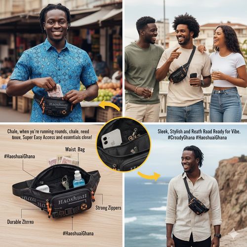 Sac banane Haoshuai multifonctionnel, 🌟🛍️peut être porté à la taille ou en bandoulière, 🔀👖avec plusieurs poches pour les essentiels du quotidien. 📱🔑