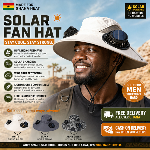 ☀️ Solar Dual Fan Wide Brim Hat | Solar Self-Charging, Super Strong Wind, Waterproof Sweatproof, Three Colours White Black Camo Green, One Size To Beat Extreme Heat