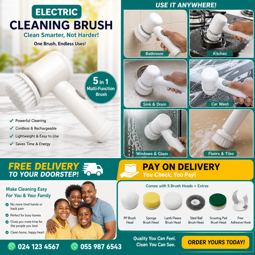 🧽⚡ 5-in-1 Electric Spin Scrubber – Cordless Rechargeable Cleaning Brush for Kitchen, Bathroom, Floors, Windows & Car