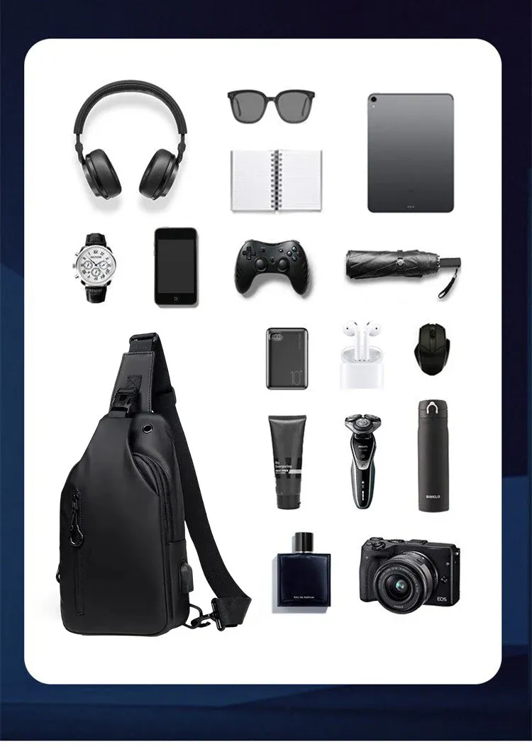 🔥🔋 For Ghana, no dey run outta battery again! Waterproof Chest Backpack wit Built-in USB — Easy, safe, and perfect for everyday life 🎒✨🚀