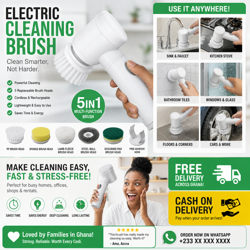 🧽⚡ 5-in-1 Electric Spin Scrubber – Cordless Rechargeable Cleaning Brush for Kitchen, Bathroom, Floors, Windows & Car