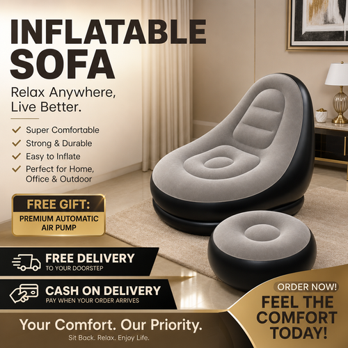 🛋️🔥 High-Quality Foldable Inflatable Sofa – FREE Electric Air Pump Today