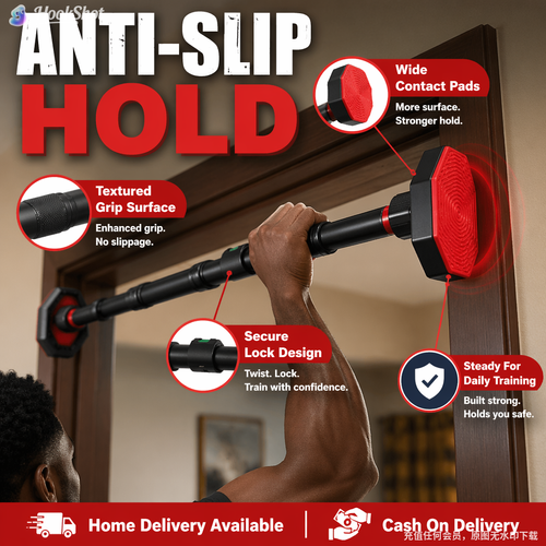 💪🏠 Adjustable No-Drill Door Pull-Up Bar – Easy Installation, Strong Support, Home Gym for Pull-Ups, Abs & Full Body Workout