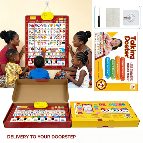 📖 Kids' English-Spanish Alphabet Poster ✨ Fun Bilingual Learning for ABC, Basic Vocabulary & Number Chart | Ideal Early Language Educational Toy