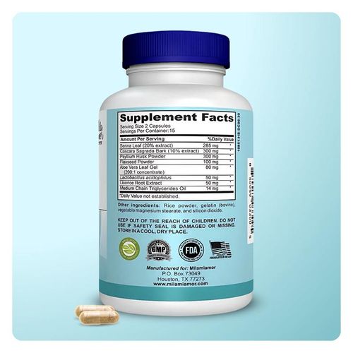 15 Day Cleanse - Gut and Colon Support | Caffeine Free | Advanced Formula with Senna, Cascara Sagrada, & Psyllium Husk | Non-GMO | 30 capsules