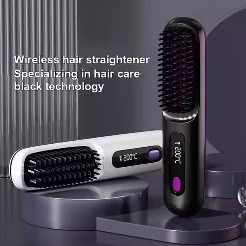 Hair straightener brush