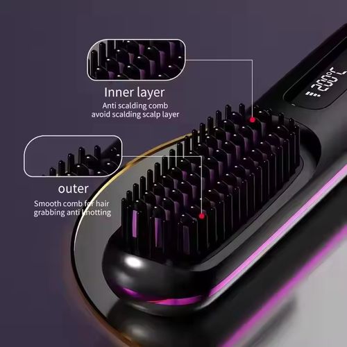 Hair straightener brush