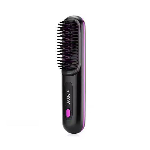 Rechargeable Wireless 2‑in‑1 Hair Straightener Comb, Negative Ion Anti‑scald Heating Straightening Brush