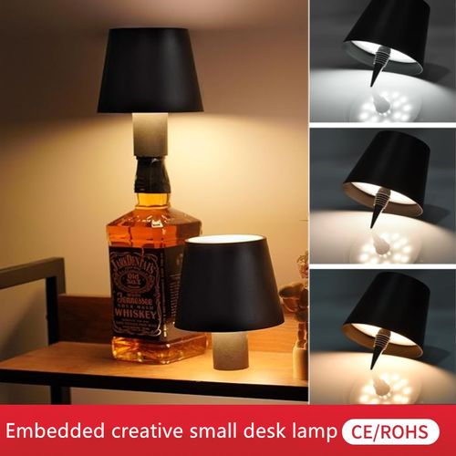 Creative Cocktail Head Lamp - Embedded Clear Bar Restaurant Mobile Charging RGB Dimmable Decorative Bottle Desk Lamp Three-tone lighting decoration lamp for wine bottles