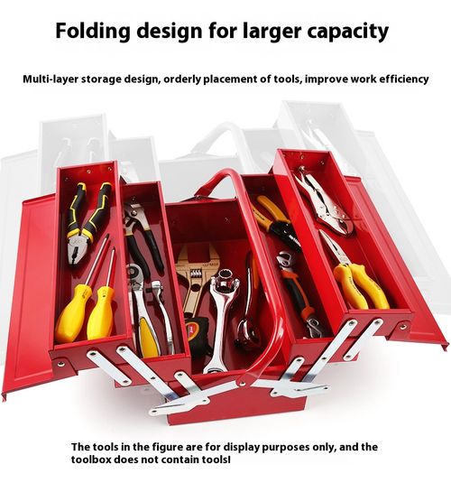 Package Size:473*215*246mm Multi-functional Red Wooden Box Set Combination Folding Tool Box