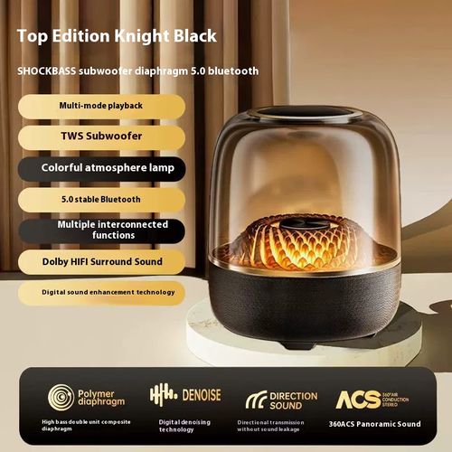 Glass wireless Bluetooth speaker home card desktop RGB heavy subwoofer multi-function atmosphere sound box