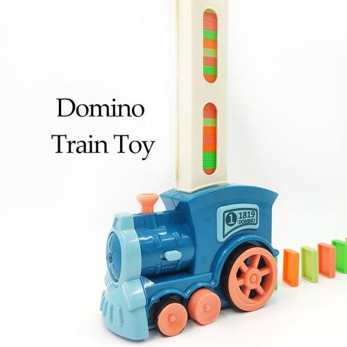Zhiqu Unisex Train Automatic Domino Toy Set Educational Colored Dominoes for 2-4 5-7 Years Early Development Building Game