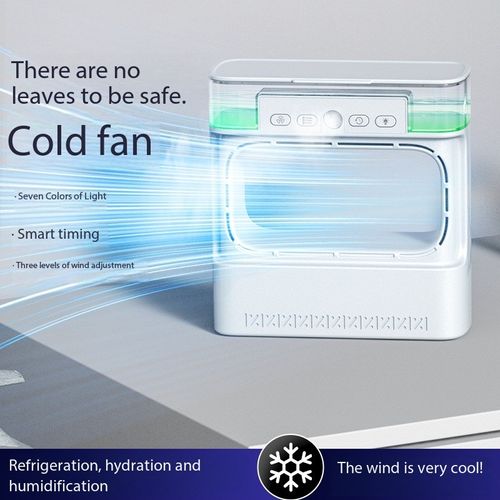 bladeless fan, electric fan for home use, small-sized, suitable for dormitories, portable air cooler fan, cold fan with spray, water-cooled desktop fan Safety bladeless spray light cooling fan