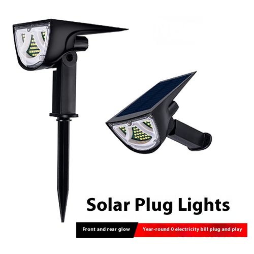 Solar-powered ground-mounted garden lights for outdoor use, featuring a landscape design with trees and grass, suitable for garden patios. These lights are equipped with LED sensors and are made of plastic material. They are ideal