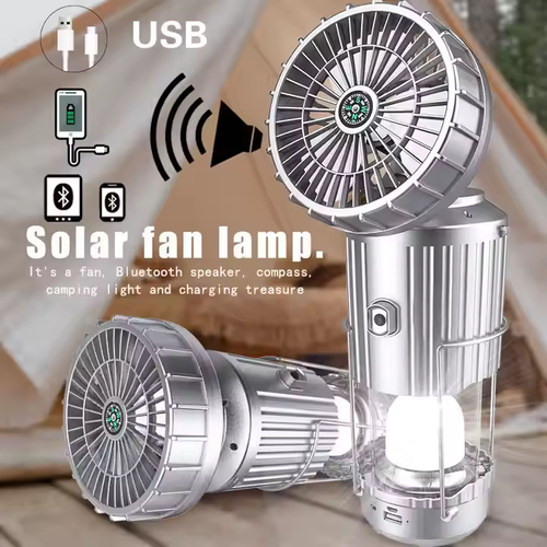 Multi-function Led Fan Flashlight Portable Rechargeable Lantern for Hiking Fishing Camping