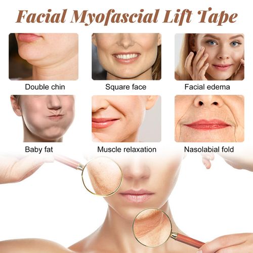 2pcs  2.5cm*5m and 5cm*5m &&Natural Material Waterproof Sweat Proof Anti Sagging Lifting Chin V-shaped Facial Tightening Patch