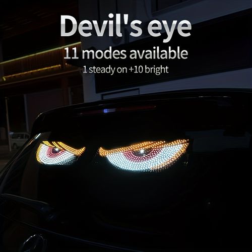 2pcs Set Dynamic Devil Eye Lamp Car Sticker, LED Display Screen Rear Glass Light, Funny Person-alized Creative Flexible Screen Lamp, USB Powered 5V, LED Lights, Battery-Free, with Decoration for Truck, Car, Off-road Vehicle