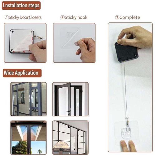 2pcs  &  Simple Door Closer Automatic Buffer Adjustable Stainless Steel Spring Automatic Return Automatic Door Closer