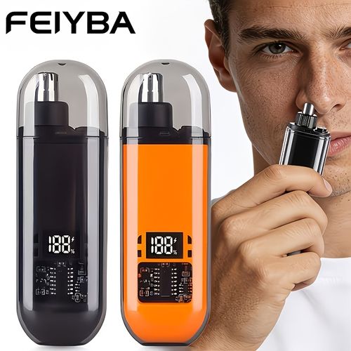 USB Rechargeable Nose Hair Trimmer Digital Display Painless Double-Edged Blade