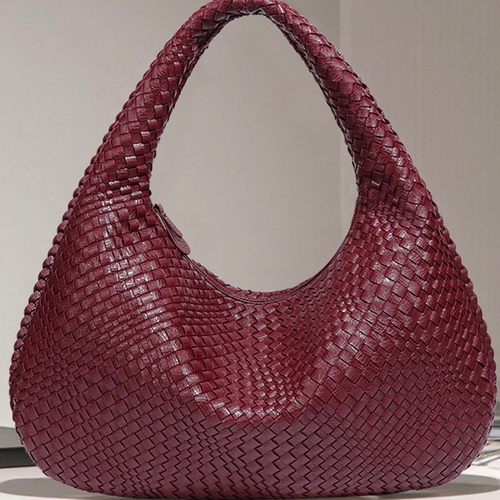 Bolsa feminina de trança artesanal de grande capacidade, mochila de ombro e bolsa axilar, bolsa lunar e bolsa lua nova da moda ocidental