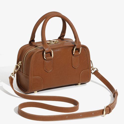 Couro genuíno boston bag mulheres 2025 commute multiply bowling saco crossbody saco de ombro único crossbody