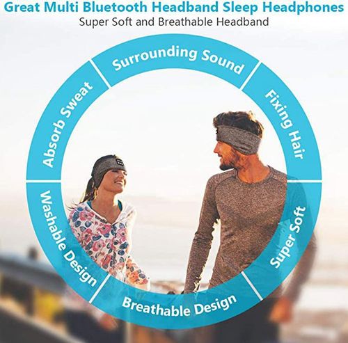 Sleep Headphones Headband, Soft Sleep Wireless Music Sports Headphones with Ultra-thin Stereo Speakers, Long Playtime