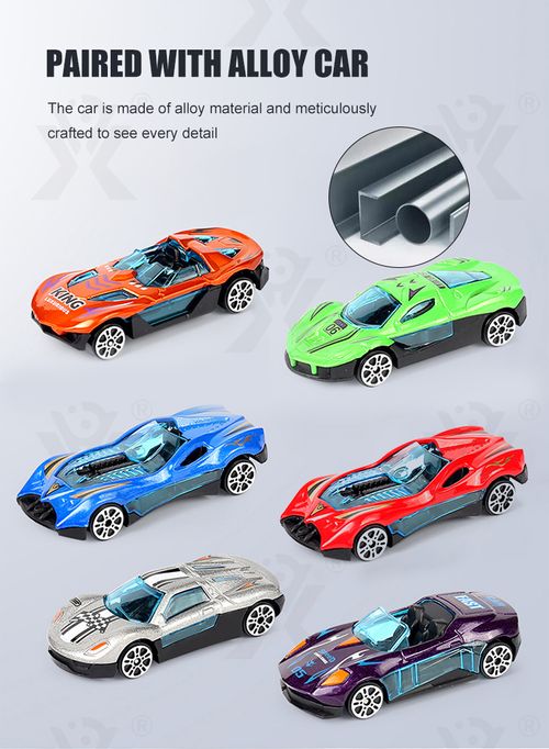 24 small cars, a giant transport truck with a catapult track