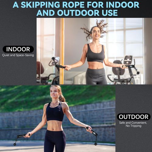 Smart Digital Jump Rope Set with Weighted Balls - LCD Auto Count Timer Cordless Skipping Rope for Effective Fat Burning, Cardio, and Quiet Home Gym Exercise (Space Saving)
