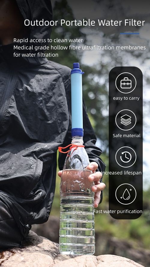 Outdoor Water Filter, Personal Water Filters Straw, Portable Survival Gear Filtration Water Purifier for Camping Hiking