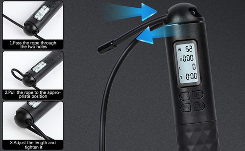 Smart Digital Jump Rope Set with Weighted Balls - LCD Auto Count Timer Cordless Skipping Rope for Effective Fat Burning, Cardio, and Quiet Home Gym Exercise (Space Saving)