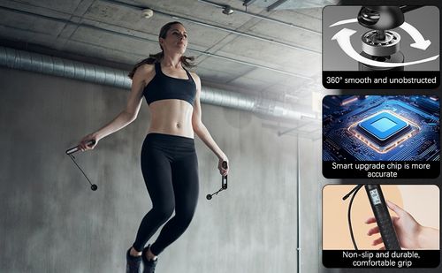 Smart Digital Jump Rope Set with Weighted Balls - LCD Auto Count Timer Cordless Skipping Rope for Effective Fat Burning, Cardio, and Quiet Home Gym Exercise (Space Saving)