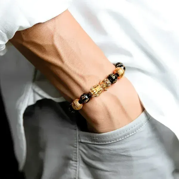 Black agate bead bracelet