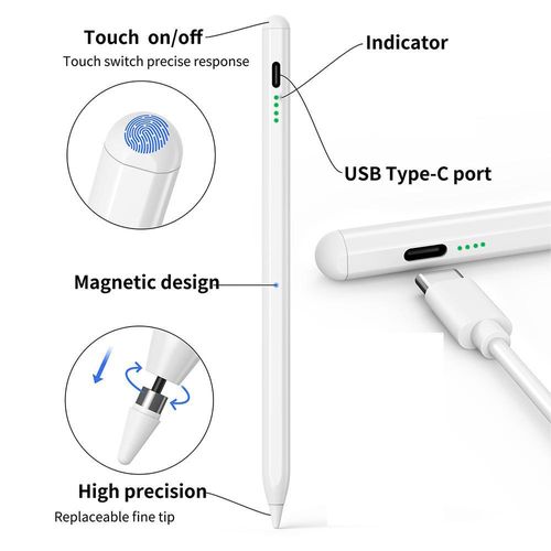 Advanced Active Stylus for iPad ProAirMini, Magnetic Attachment & Charging, Palm Rejection Technology, Perfect for Digital Art, Design, and Handwriting