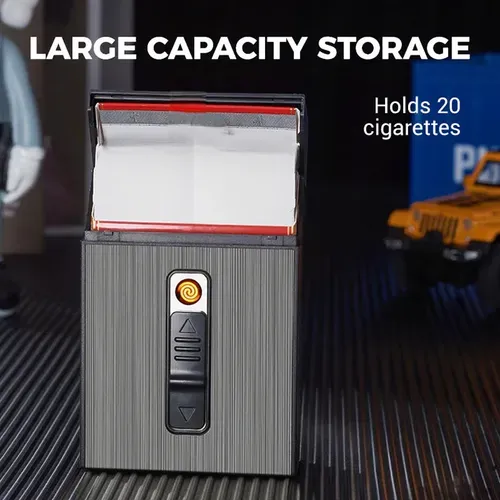 Multifunctional 20-pack USB charging cigarette case