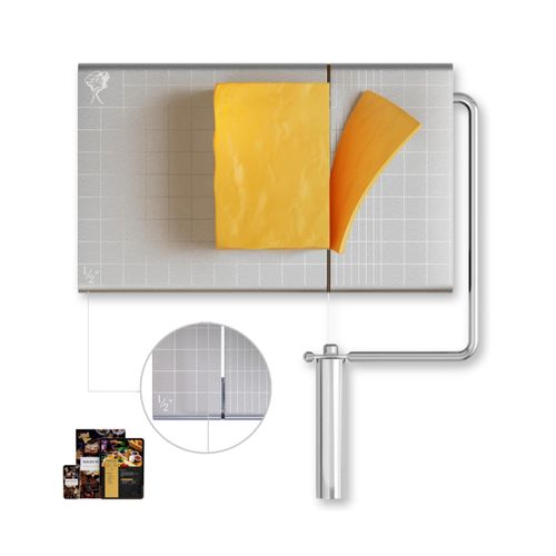 Cheese Slicer, Stainless Steel Adjustable Thickness Block Cheese Cutter Slicer Board with 6 Replacement Wires