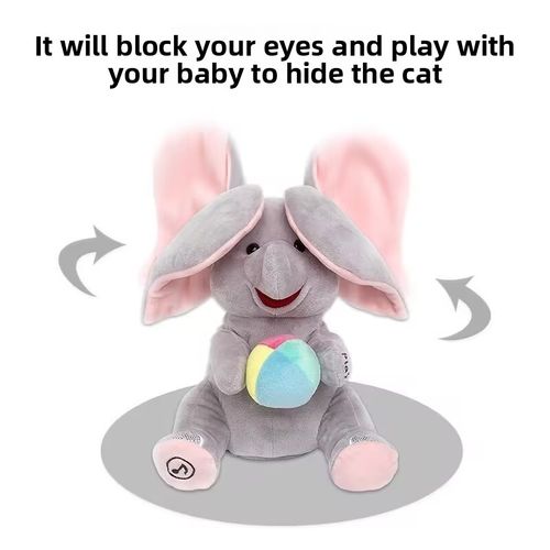 Peek-A-Boo Realistic Plush Elephant Toy for Children PP Cotton Washed Infants' Stress Relief Artifact Baby Soothing Artifact