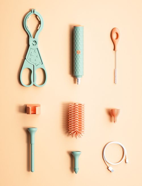 360Deg Rotating Electric Bottle Brush Electric Baby Bottle Cleaner Straw Nipple Brush Electric Silicone Bottle Brush Set