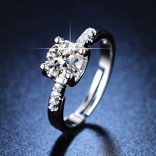 New Fashion Exquisite Promise Jewelry Eternal Love Adjustable Ring White CZ Wedding Heart Rings for Women Girls