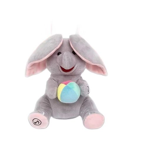 Peek-A-Boo Realistic Plush Elephant Toy for Children PP Cotton Washed Infants' Stress Relief Artifact Baby Soothing Artifact