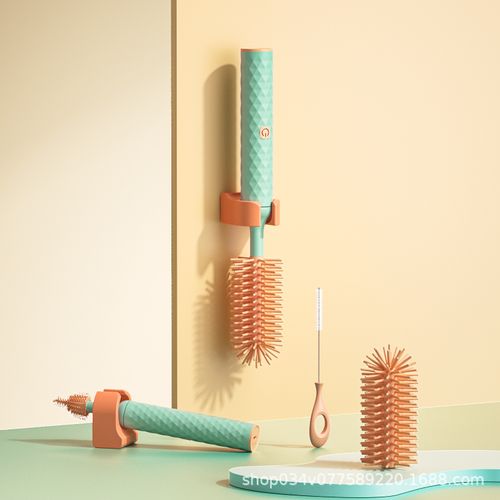 360Deg Rotating Electric Bottle Brush Electric Baby Bottle Cleaner Straw Nipple Brush Electric Silicone Bottle Brush Set