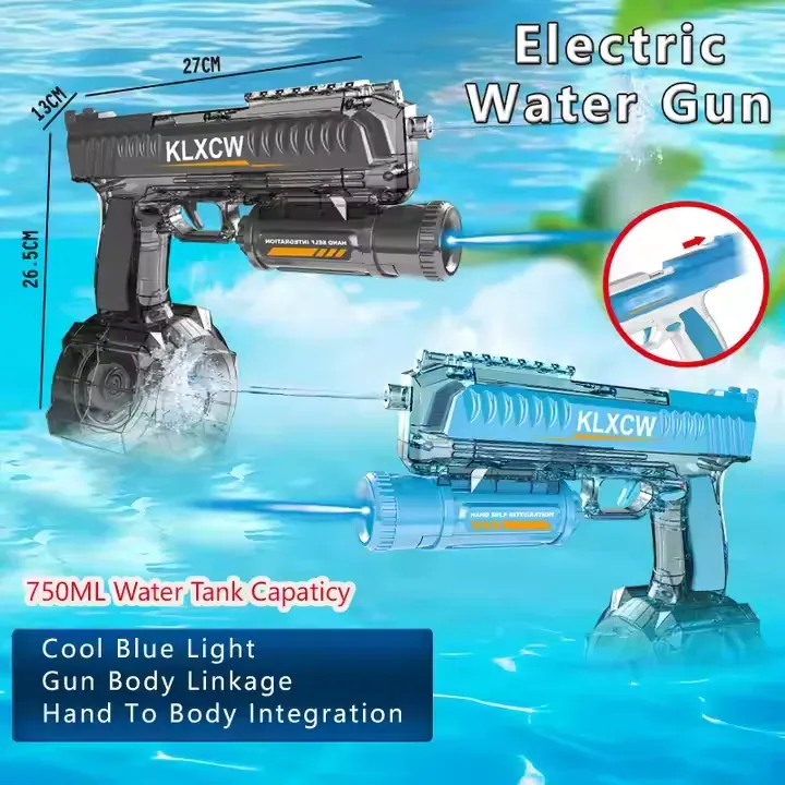 🔫💦 Desert Eagle Motorized Water Blaster | 750ML Drum + 10M Range | Auto-Fire & Rechargeable Battery for Epic Water Battles!