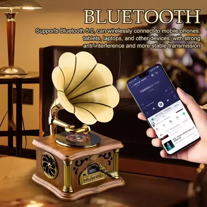 MROS Retro Bluetooth Gramophone🎶 | Vintage Wooden Speaker📻 | Hi-Fi Sound + FM Radio⚡