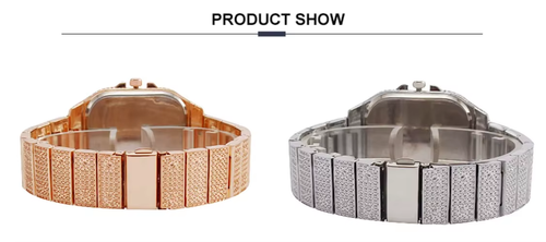 Men's Basic Waterproof Moissanite Watch with Band andDiamond Fashion Ring Watches Custom MechanicalMoissanite Watch