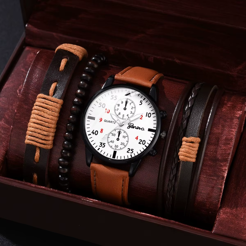 Men Sports Man Business Luxury Watches Set Leather Bracelet Men Quartz Wristwatch Casual Clock Fashion Jewelry Sets